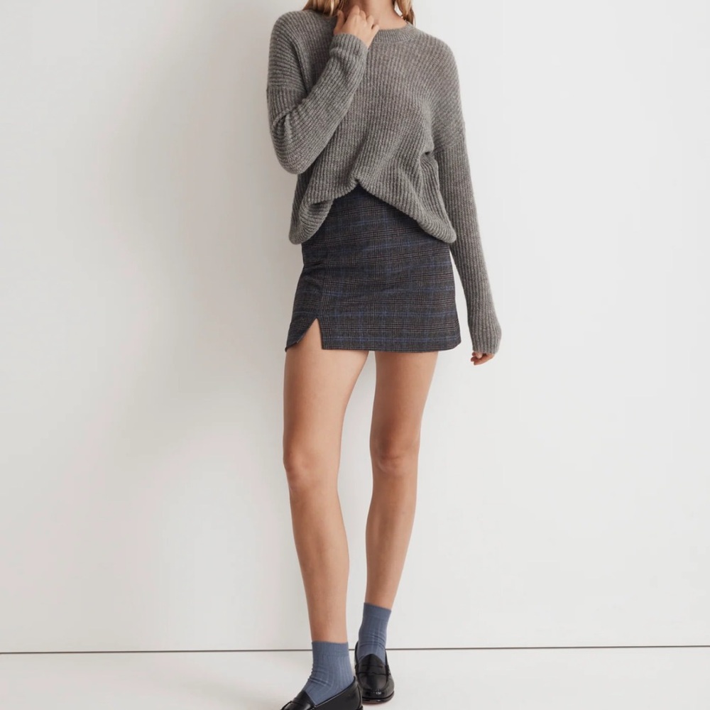 Wool Blend Mini Skirt in Plaid